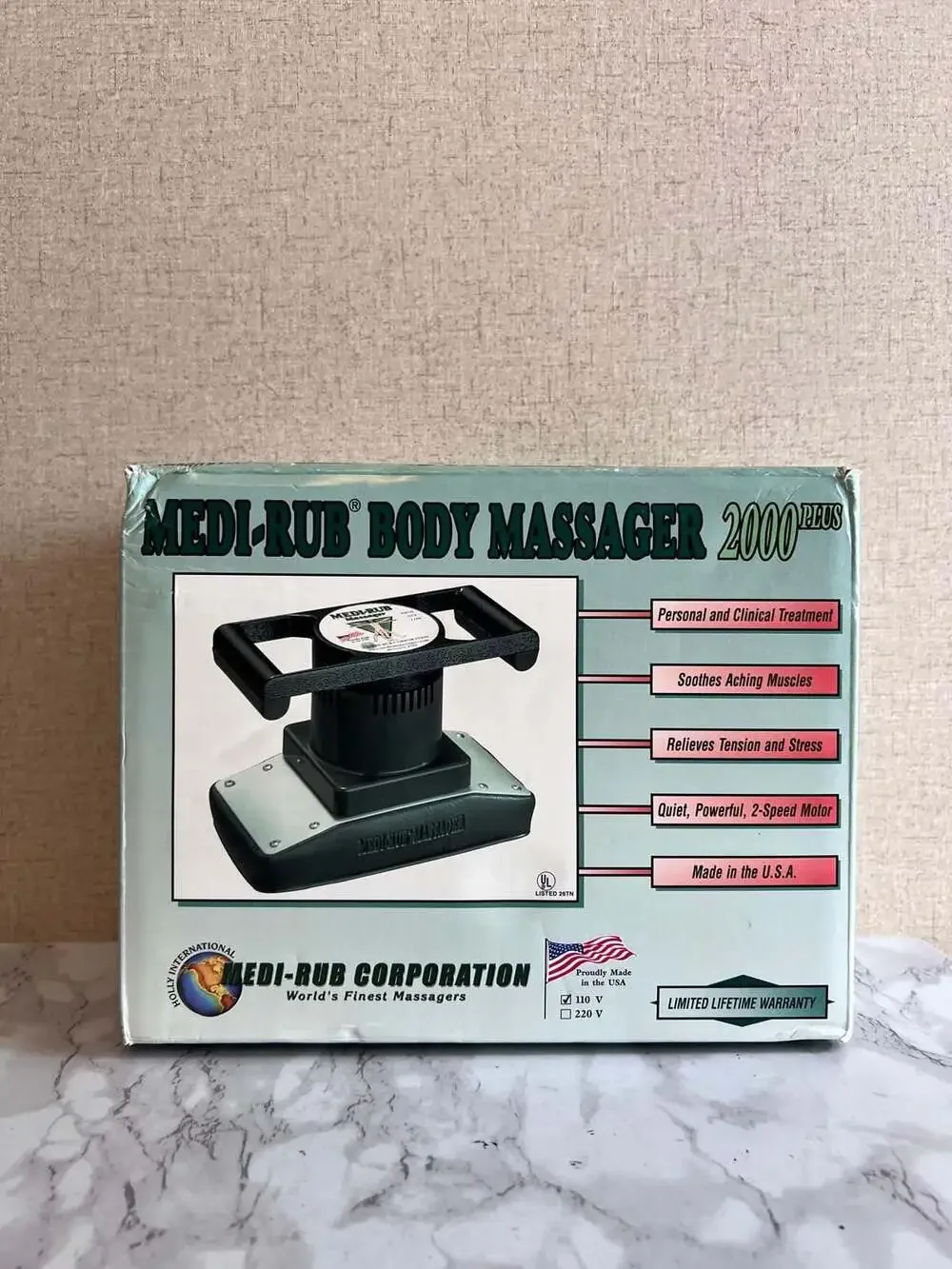 Medi-Rub Body Massager 2000 Plus MR-2 Green Professional 2-Speed Massager with O